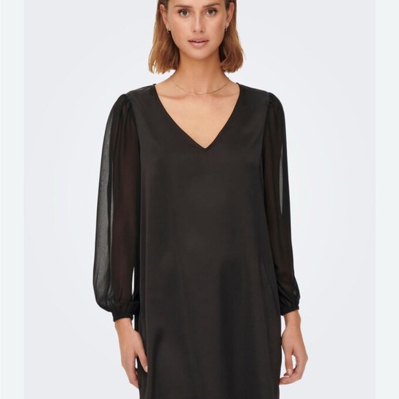 Lulu's Black Sheer Sleeve Dress - Picture 1 of 5
